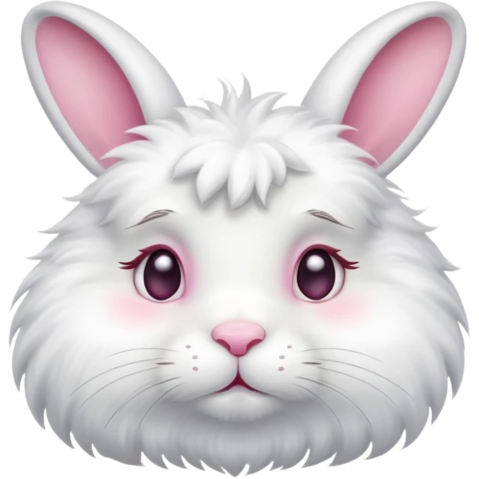 white rabbit with a sleepy expression emoji