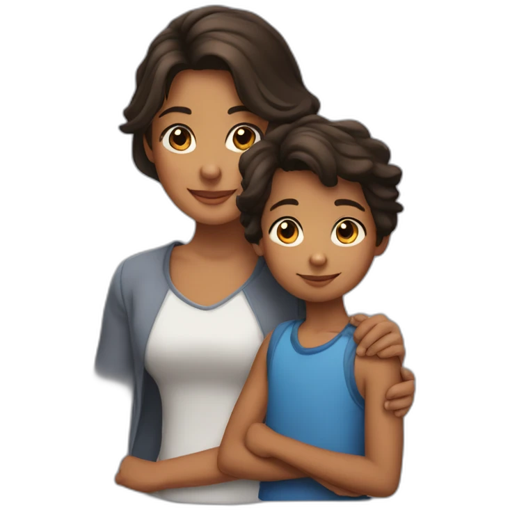 The brune girl with young boy emoji
