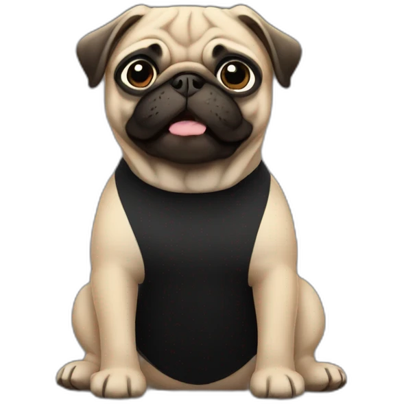 pug wearing a black t-shirt emoji