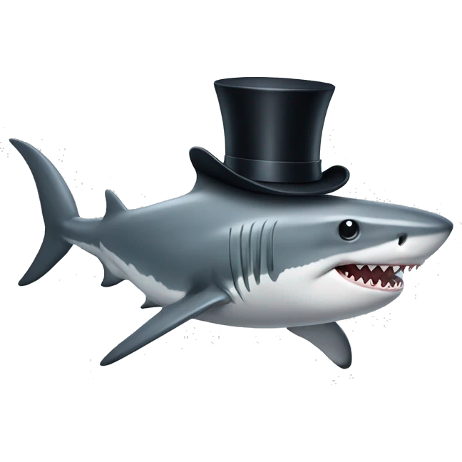 Shark with a top hat emoji
