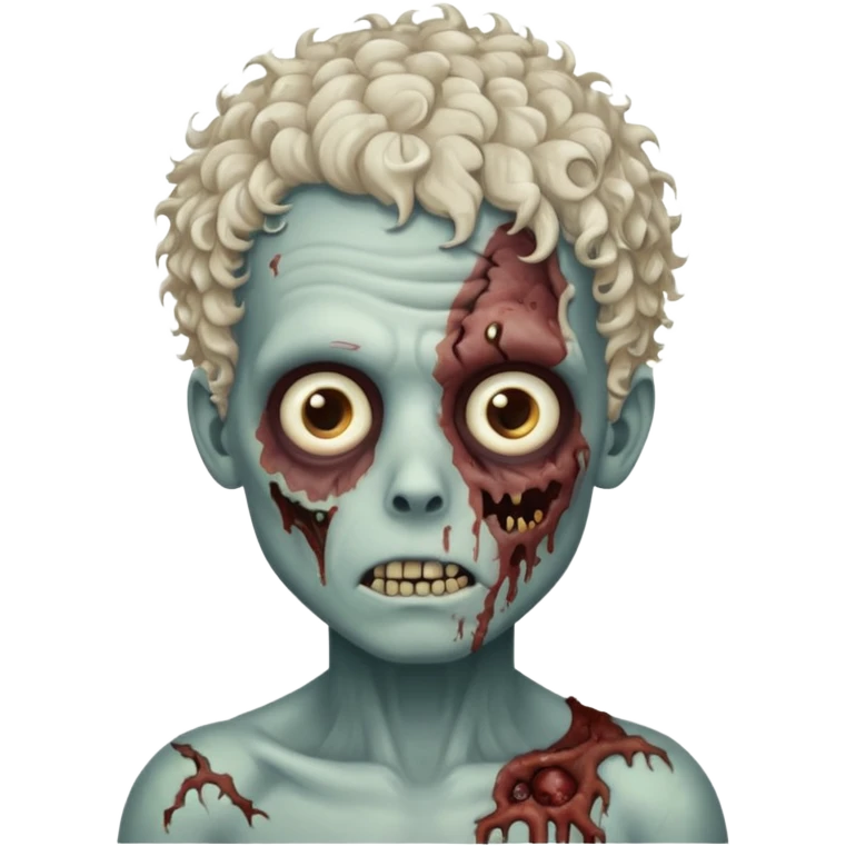 Menino zumbi com cabelo cacheado com luzes brancas emoji