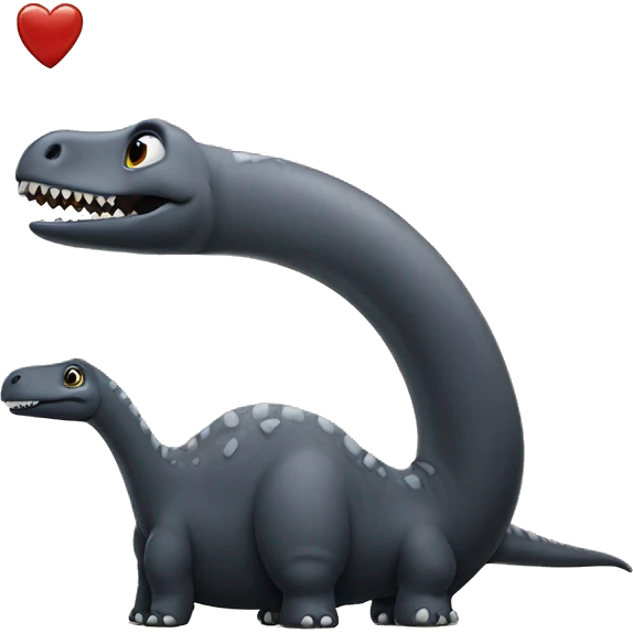 The dinosaur Diplodocus holds a large black heart in its paws  emoji