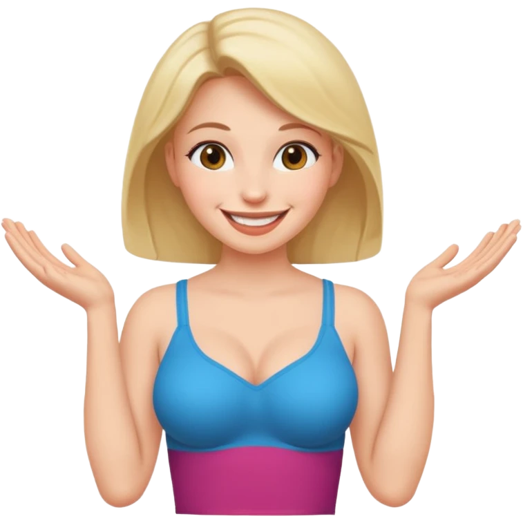 A woman with a pussy with nothing on lifting her boobs emoji