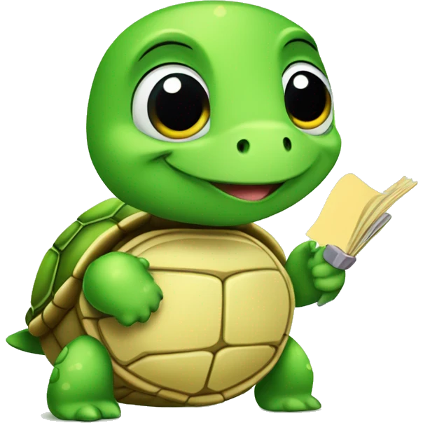 A cute little turtle with a task list including big and bolded check mark emoji