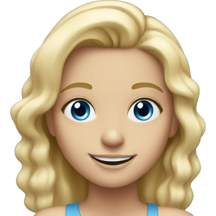 smiling blonde girl portrait blue eyes emoji