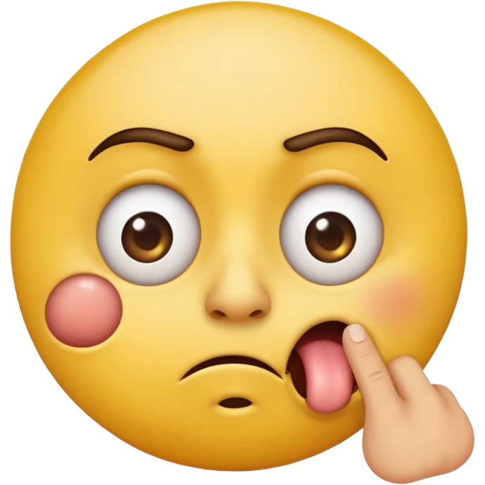Create an regular circle emoji that is rolling his eyes and super gross make it yellow picking his nose too emoji