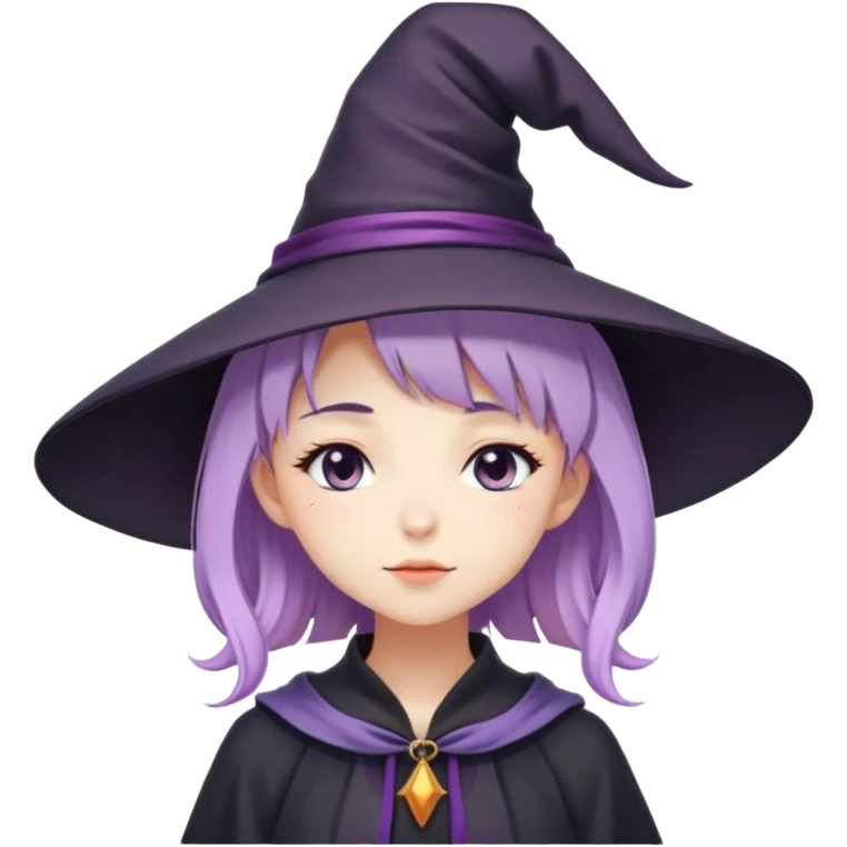 cute anime girl with lilac hair in a witch hat with her eyes closed emoji