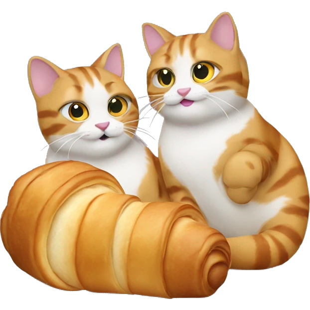 2 french cats eating croissants emoji