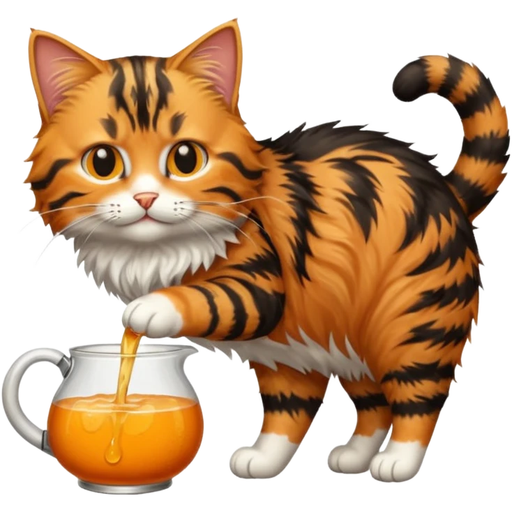 a pouring tabby cat emoji