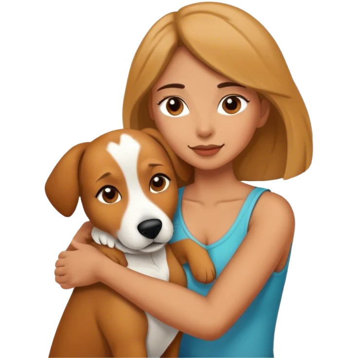 Woman hug a dog emoji