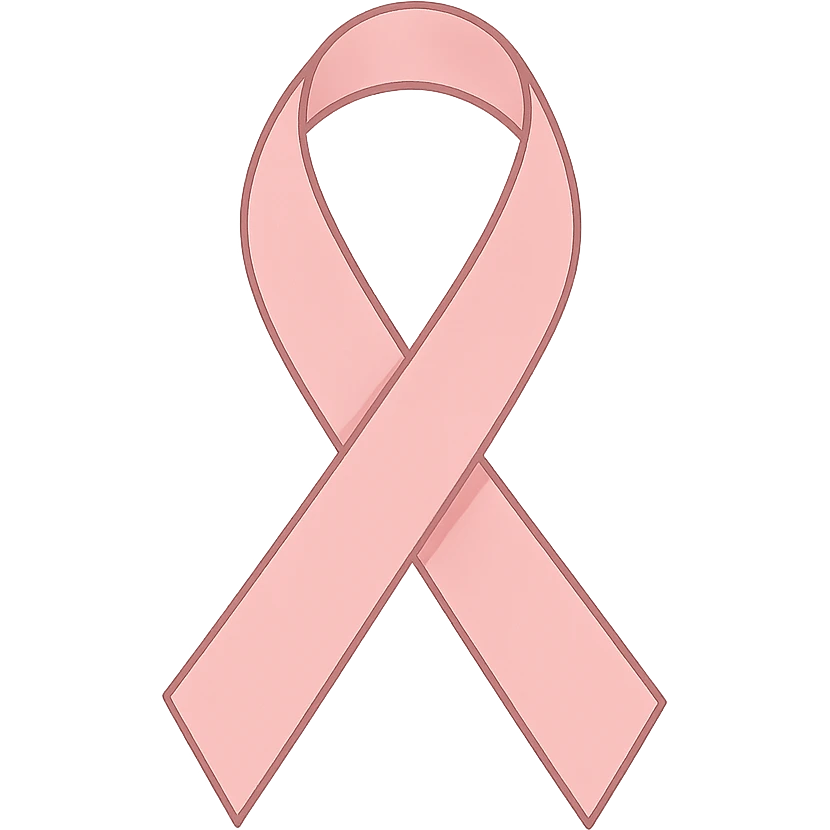 pink ribbon, digital illustration emoji