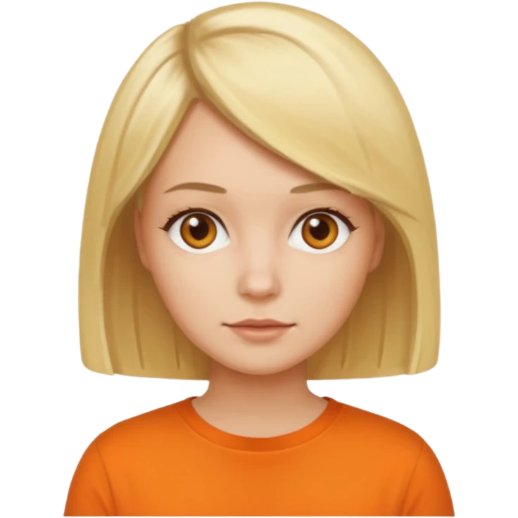 Women with blond hair bob and orange shirt emoji