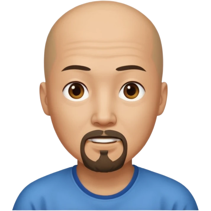 chineese man with a bald head and ponytail coming out in the middle emoji