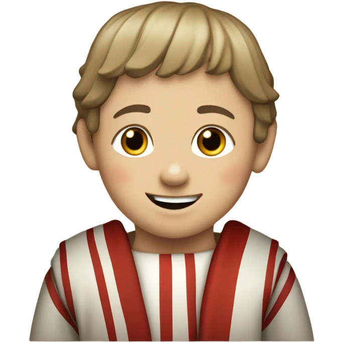 11th century european child with horizontal red stripes tunic saying hurrah emoji