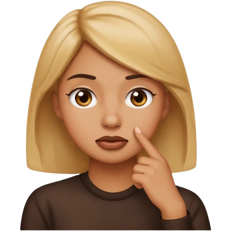 face emoji with a hand on chin, judging, sassy petty expression emoji
