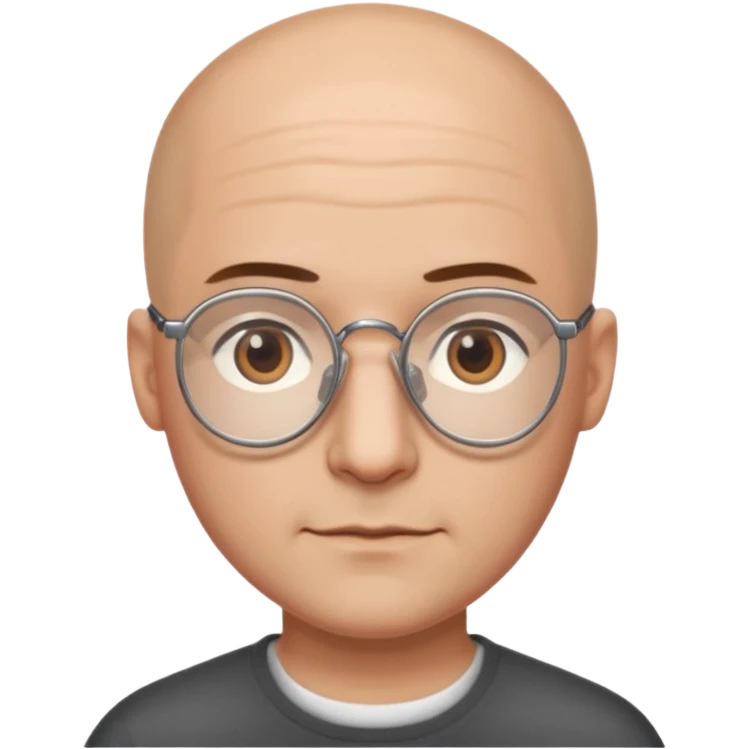 papà calvo occhi marroni e occhiali con doppio ponte emoji