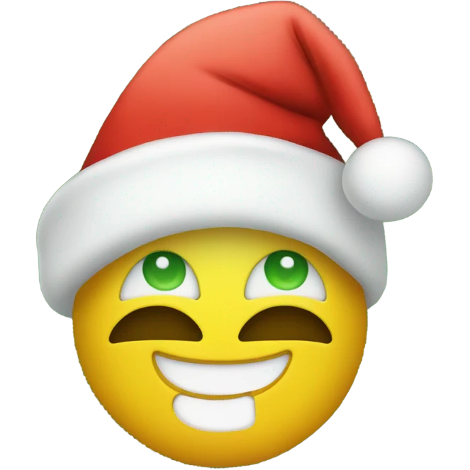 Smile face with Christmas hat and christmas trees for eyes emoji