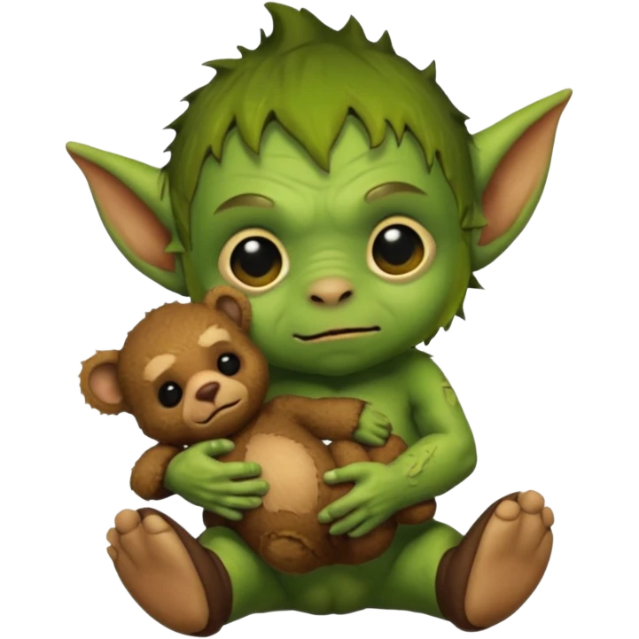 Goblin small baby  with teddy bear  emoji