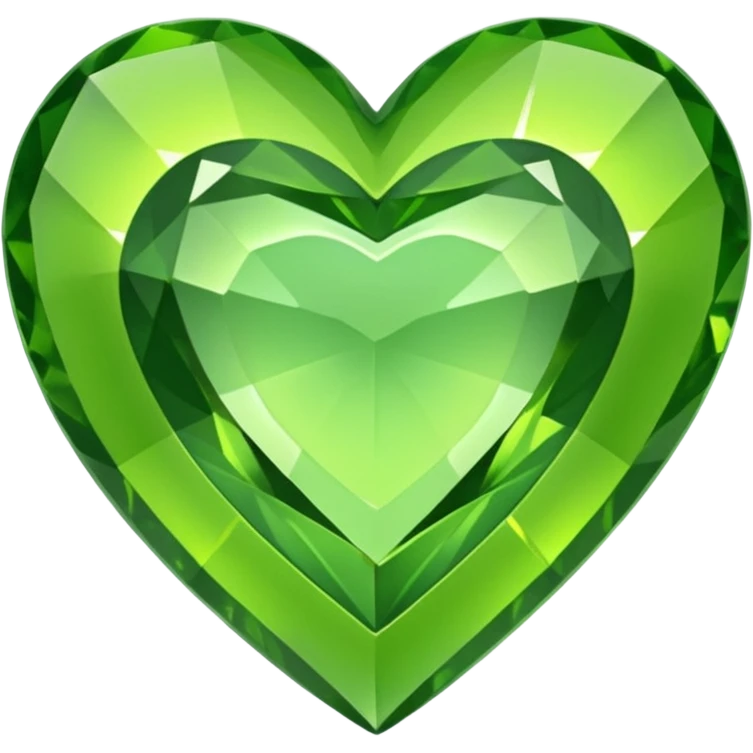 green heart looking ios but like a gemstone with sharp outlines and shiny the color is more like lime emoji