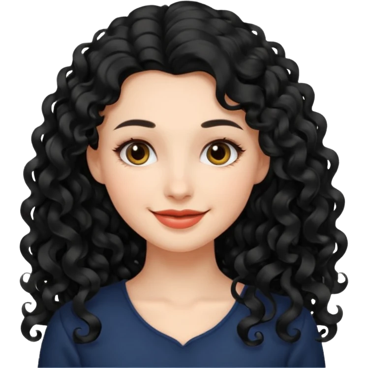 persona mujer con piel clara y rizos suaves color negro y largos  y sin volumen emoji