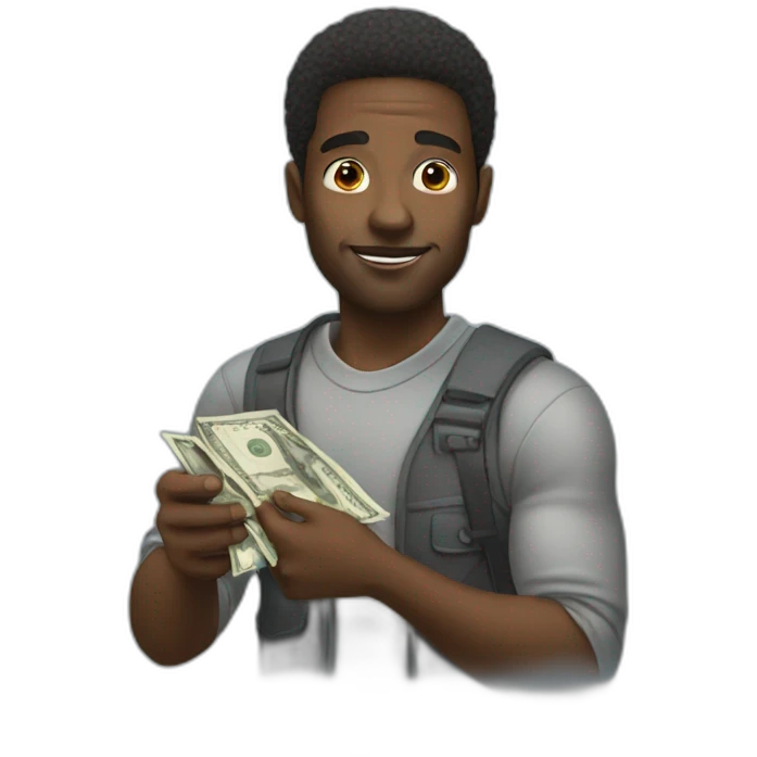 black man paying money emoji