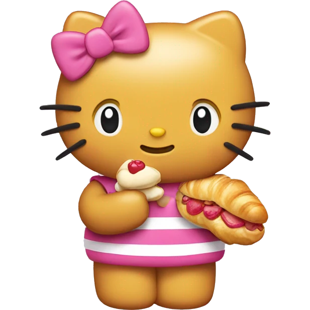 Hello Kitty eating croissant emoji
