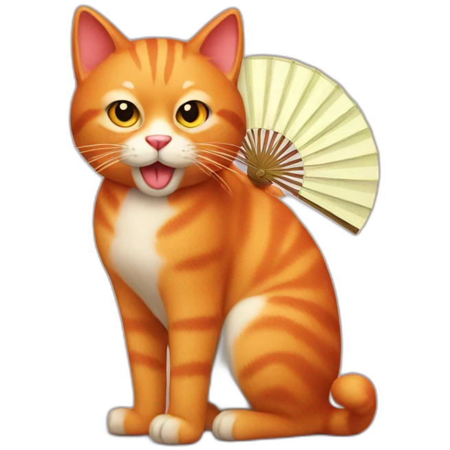 A red cat with a fan emoji