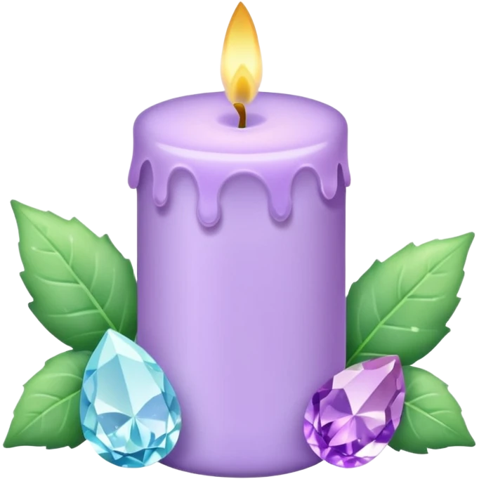 Pastel shiny sparkly crystals and gemstones cute Lavender lilac candle light with pastel petals and ivies emoji
