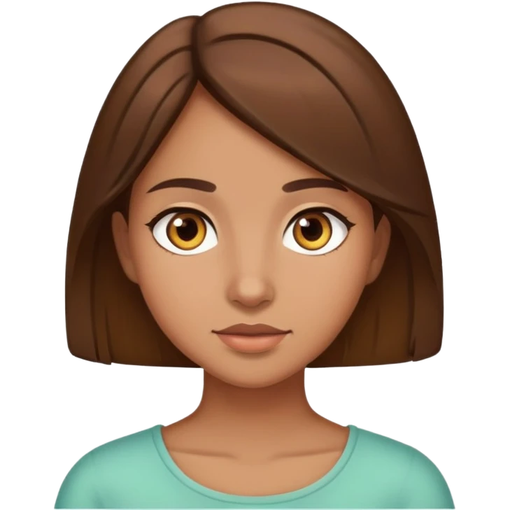 girl with brown hair to the shoulders, brown eyes, olive complexion emoji