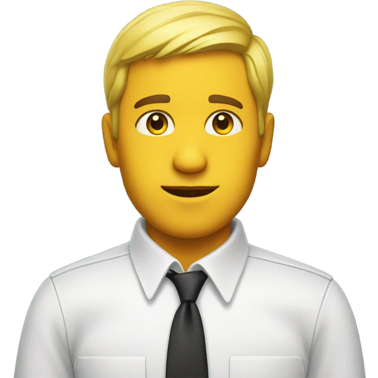 yellow skin man on desk wearing white button down shirt front view emoji
