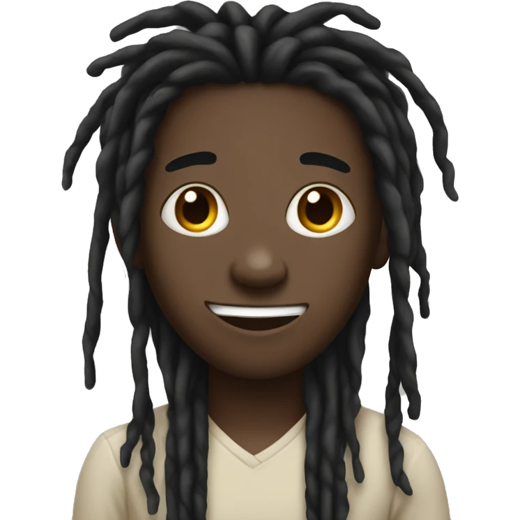 black boy with long black dreads in his face emoji