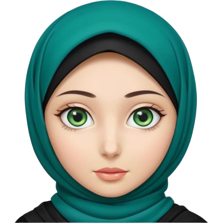 a girl wearing a black hijab and has green and blue eyes with another model of a hijab like a hijab but it's showing the neck emoji