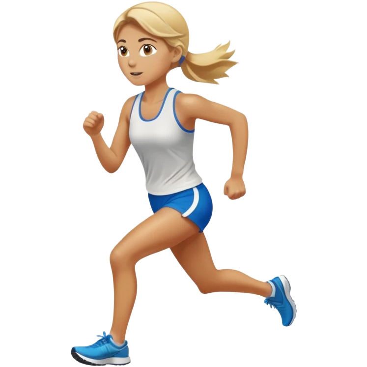 Young woman blonde brown hair running marathon emoji