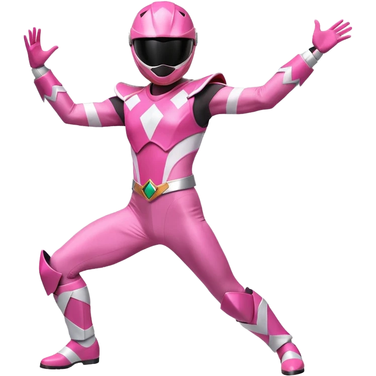 Pink Power Ranger striking a dance move emoji