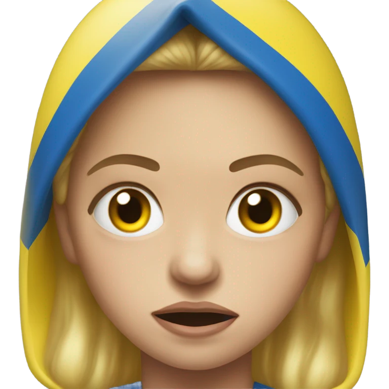 super-realistic angry female Ukrainian with ukranian flag emoji