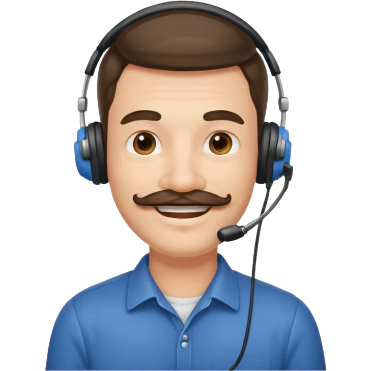 receptionist face fat mustached guy with headpset emoji
