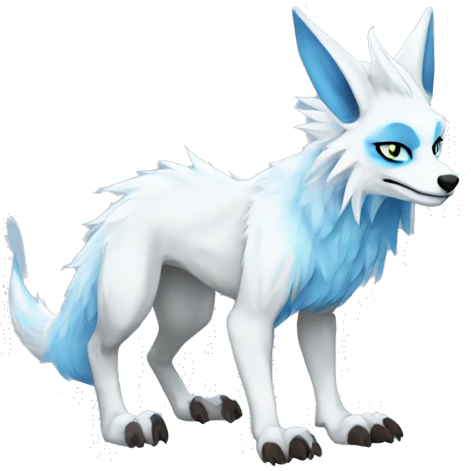 Cute Protogen-vernid-sergal-wickerbeast-fantasy-animal-fursona griffsnuff & LiLaiRa & Falvie full body white and light blue fur emoji