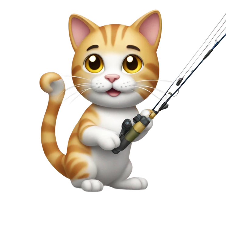 a fishing rod for a cat emoji