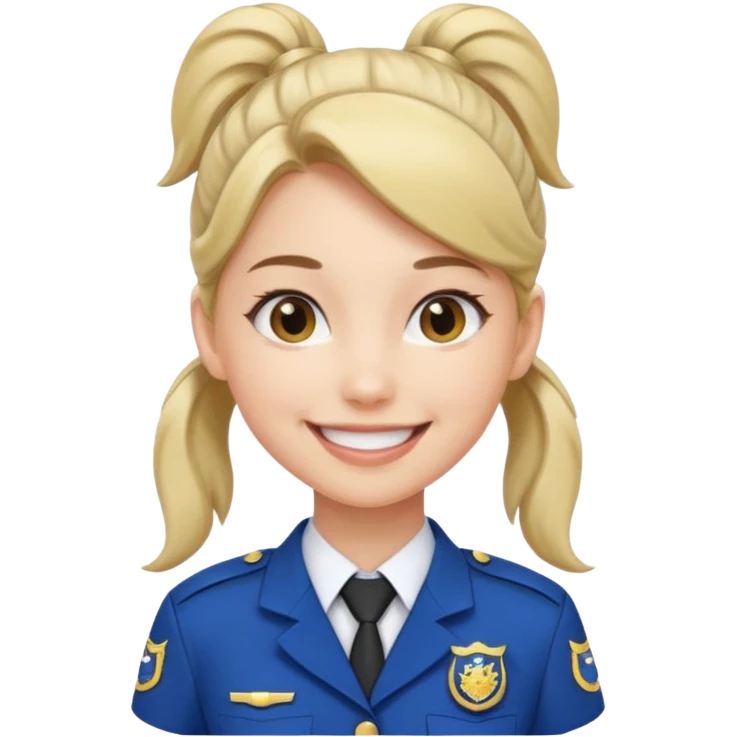 Young Female: ponytail hair, wearing uniform, white skin emoji