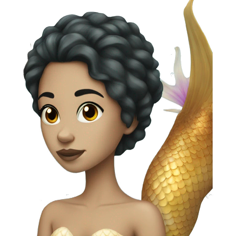 Mermaid white girl with black hair emoji