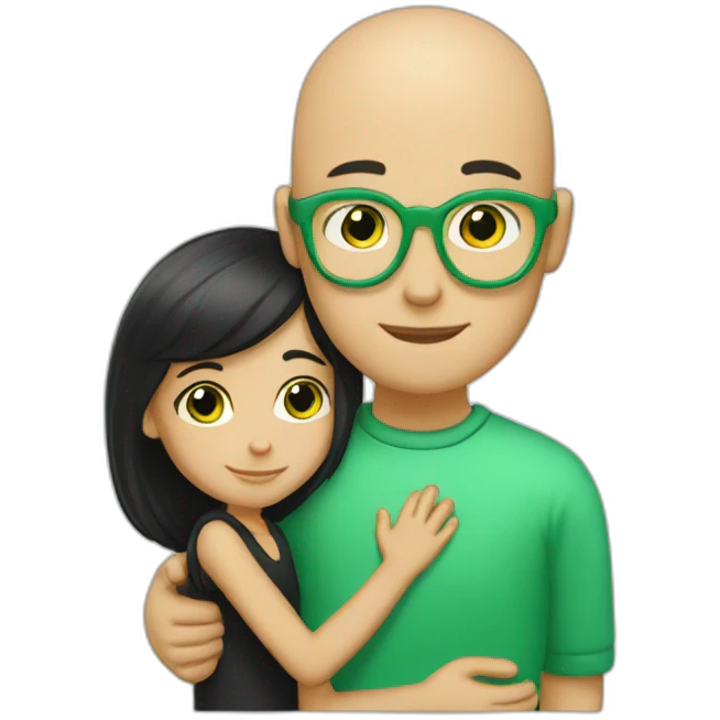 bald-white-boy-with-green-glasses-hugging-a-black-haired-girl emoji