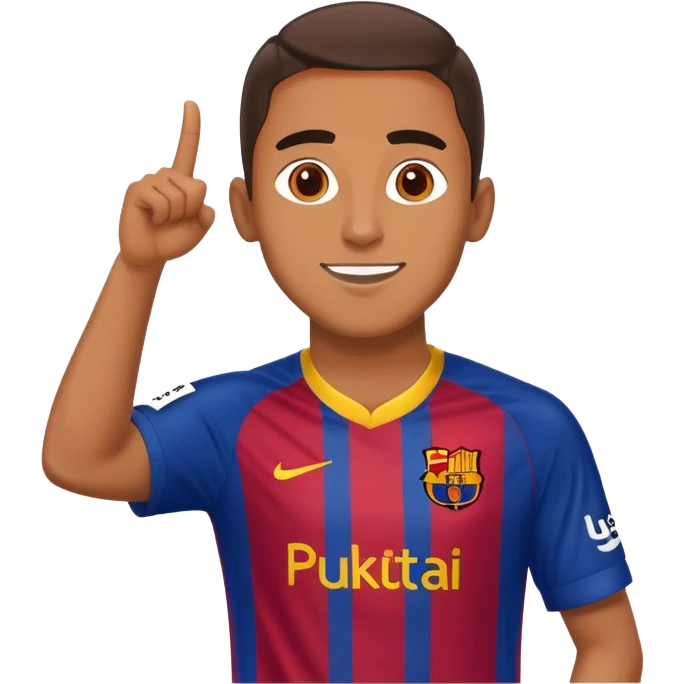 Lamine Yamal in Barcelona football kit, celebrating emoji