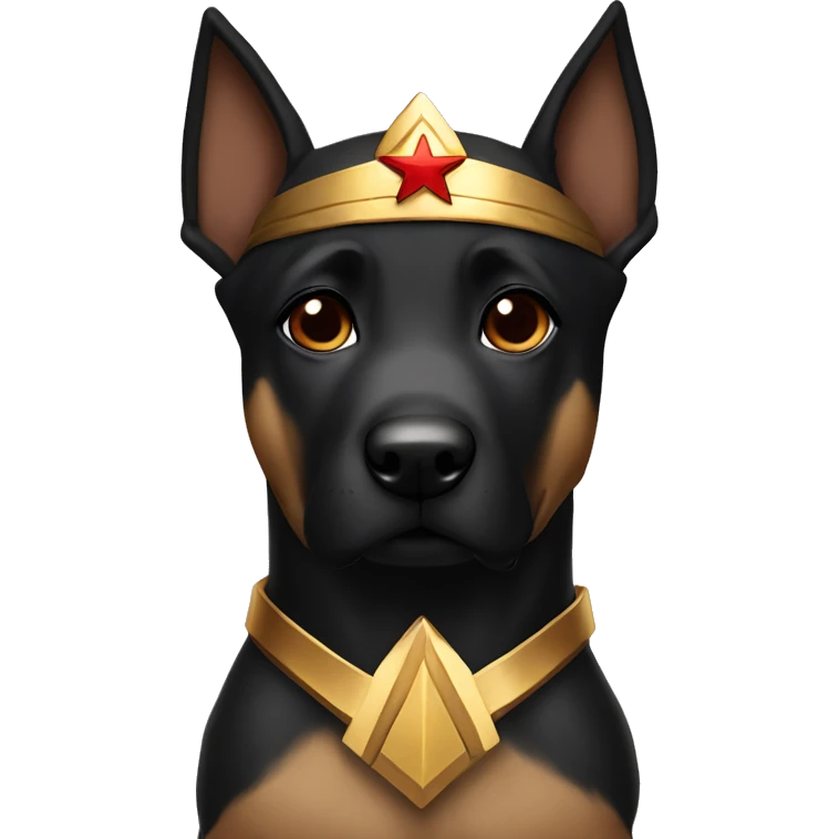 Black faced Malinois in Wonder Woman costume emoji