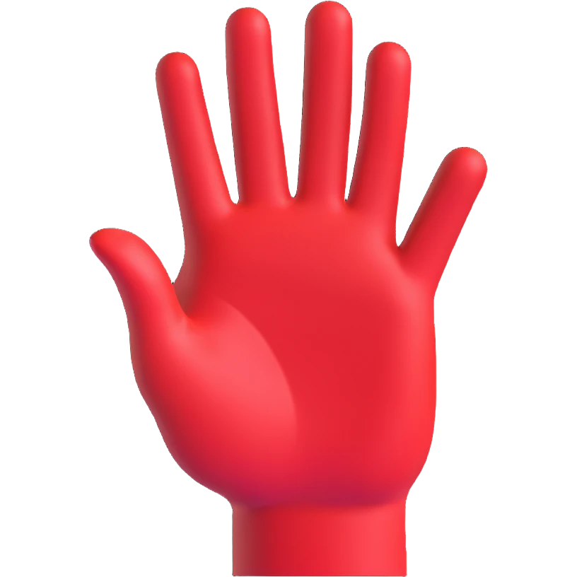 hand showing stop gesture meaning 'wait', stop/start vibe, stop sign style emoji emoji