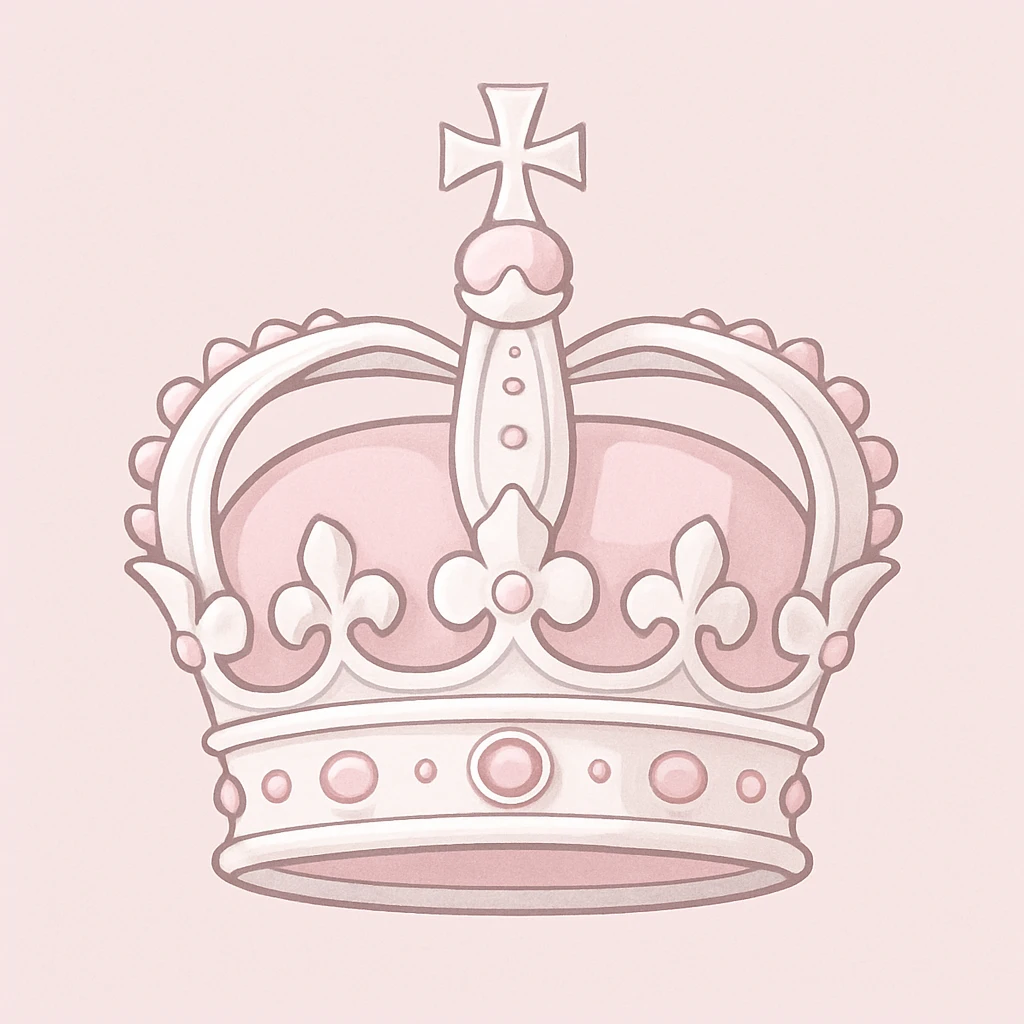white and pastel pink crown, style 1 emoji