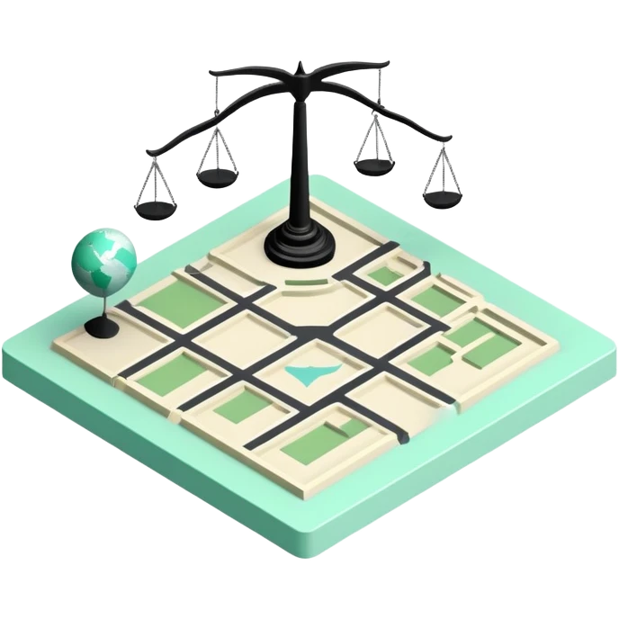 Collectivités Territoriales (Local Authorities), 3D technical icon with black and mint green (#B5F4D3), territorial jurisdiction diagram with administrative boundaries and governance structure emoji