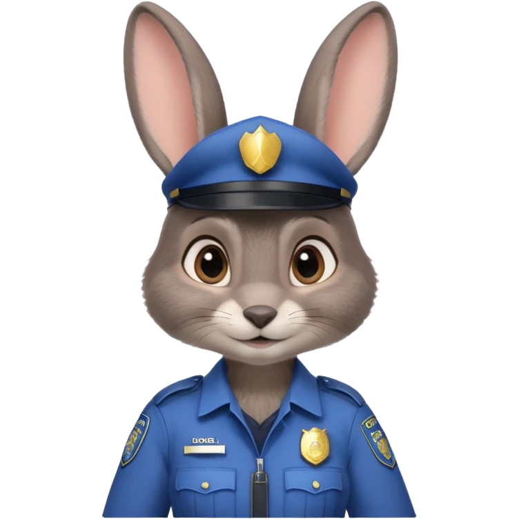 Judy Hopps with big ears (gray female rabbit with a police suit, without a cap) from the Zootopia Disney movie emoji