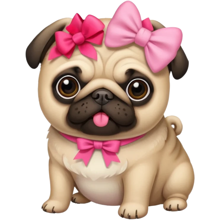 Pug with a pink bow emoji