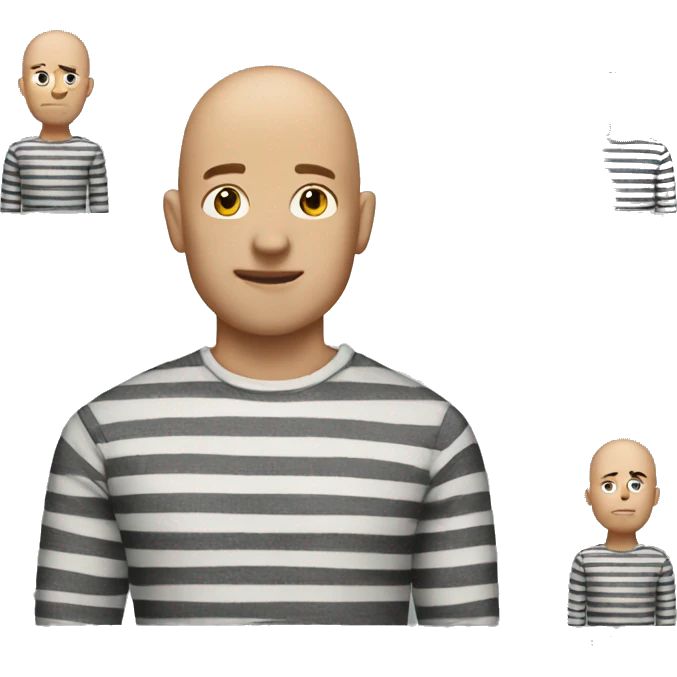 bald man in striped shirt emoji