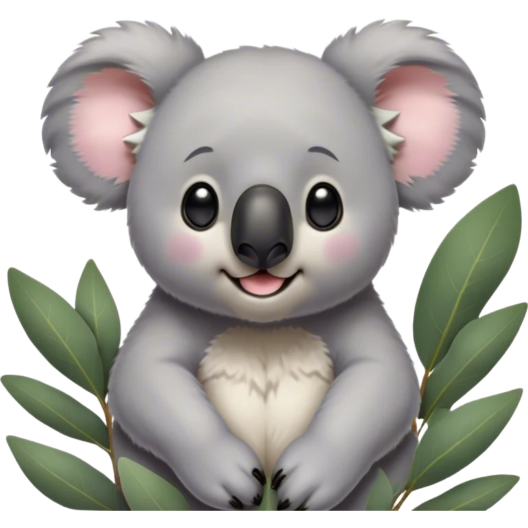 Cinematic Comical Koala Portrait Emoji, Head tilted dramatically with an exaggeratedly amused expression, featuring a quirky grey fur with a comically large black nose and wide, expressive eyes filled with playful disbelief, Simplified yet hilariously expressive features, highly detailed, glowing with a slightly sassy glow, high shine, dramatic yet playful, stylized with an air of cheeky eucalyptus mischief, bright and endearing, soft glowing outline, capturing the essence of a spirited and over‐the‐top koala, so meme‐worthy it feels like it could hug its way into internet fame instantly! emoji